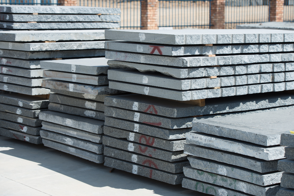 Polished granite slabs at The Granite Warehouse