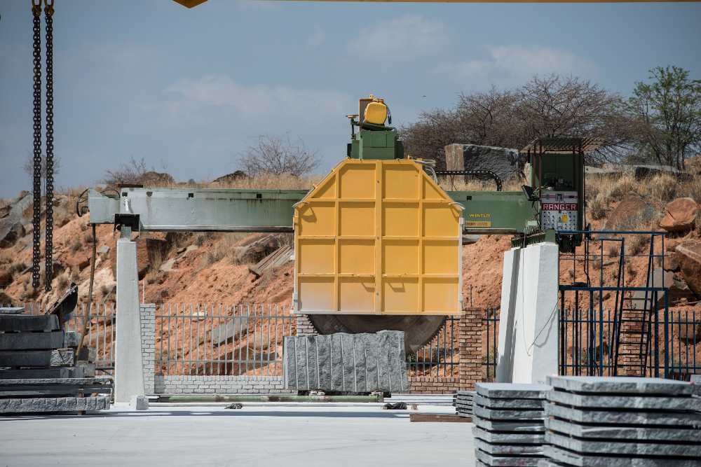 Cut granite slabs at The Granite Warehouse factory